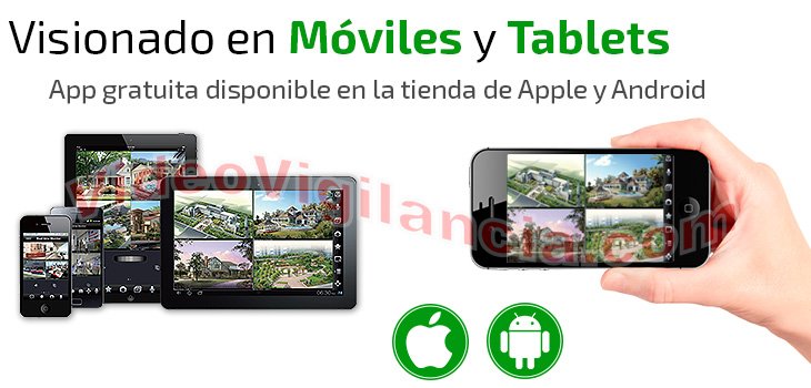 Kit de videovigilancia compatible con móviles y tablets a través de aplicación gratuita.