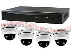 KIT VIGILANCIA FULL HD 4 CÁMARAS DOMO MOVIMIENTO Y ZOOM 