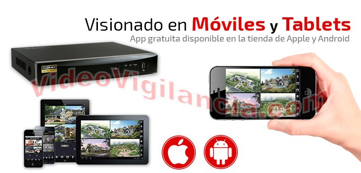 Kit videovigilancia compatible con móviles y tabletas.