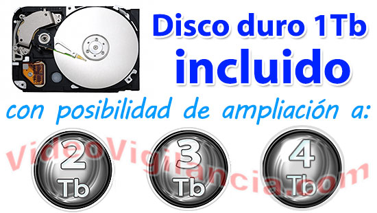 Grabador con disco duro 1Tb incluido con capacidad ampliable.