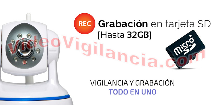 Cámara IP Wifi de interior con grabación en tarjeta microSD