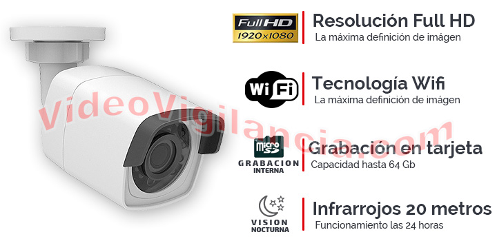 Cámara IP Wifi de exterior con grabación calidad Full HD