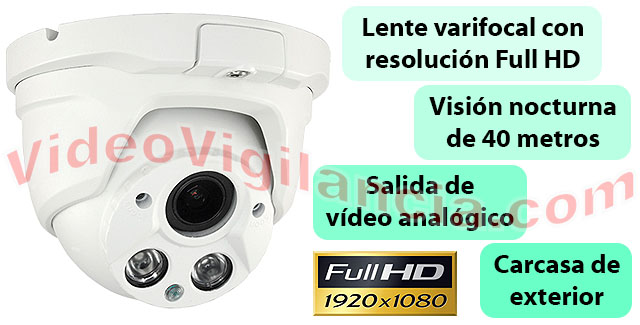 Cámara IP en formato domo con lente megapixel y varifocal.