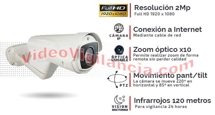 Cámara IP 2 Megapíxeles con movimiento, zoom e infrarrojos.