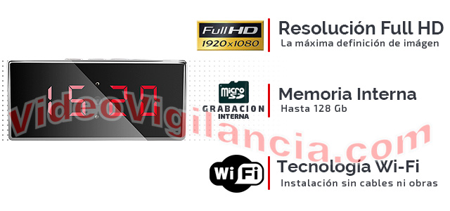 Cámara IP Wifi espía oculta en reloj, grabación, infrarrojos y calidad Full HD.