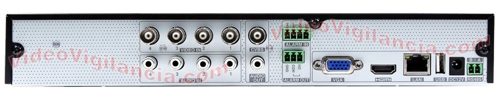 Conexiones del grabador 5 Megapíxeles para 4 cámaras de videovigilancia.