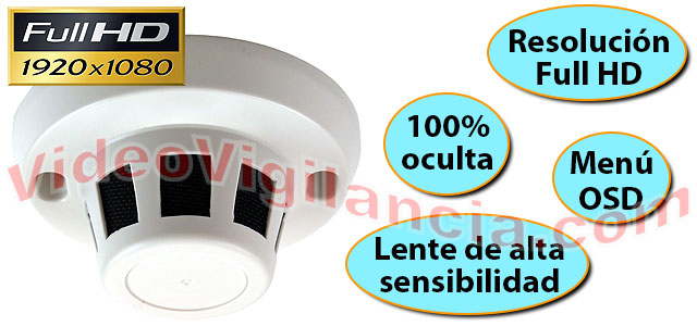 Cámara Full HD espía en detector de humos.