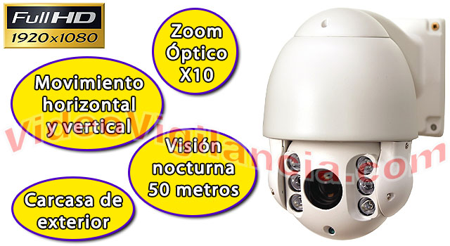Cámara PTZ Full HD con zoom e IR.