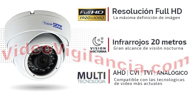 Cámara domo Full HD con visión nocturna 20 metros.